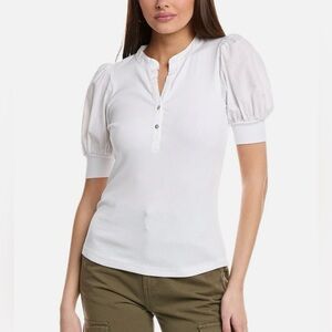 NWT Sundry white mixed media henley white size small